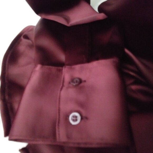 Worthington Satin Burgundy Small Long Sleeve Blouse - Picture 5 of 11